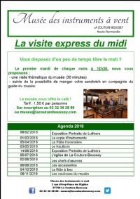Visite express : la flûte traversière. Le mardi 5 avril 2016 à La Couture-Boussey. Eure.  12H30